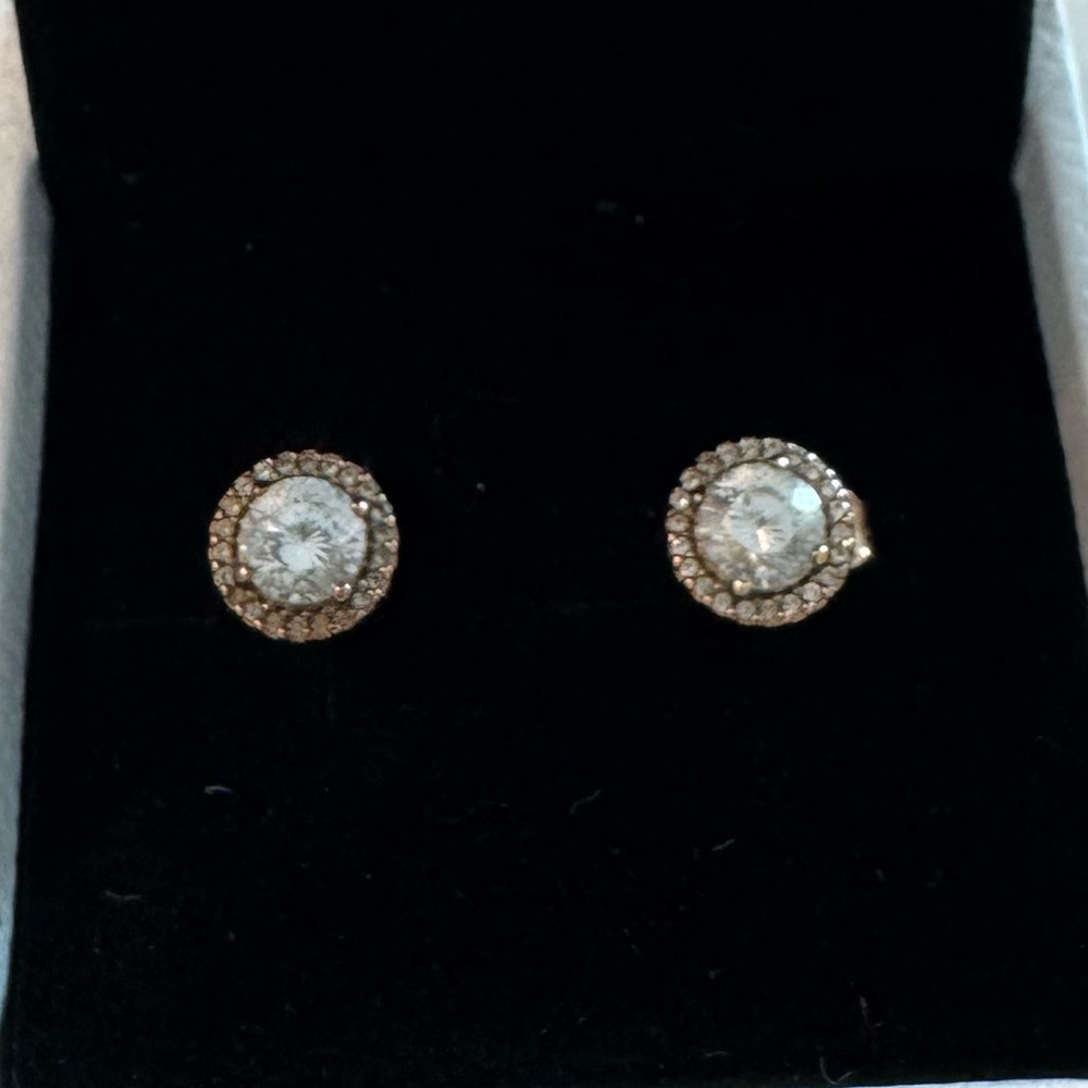Pandora Gold and Silver Halo Earrings - Picture 2 of 5